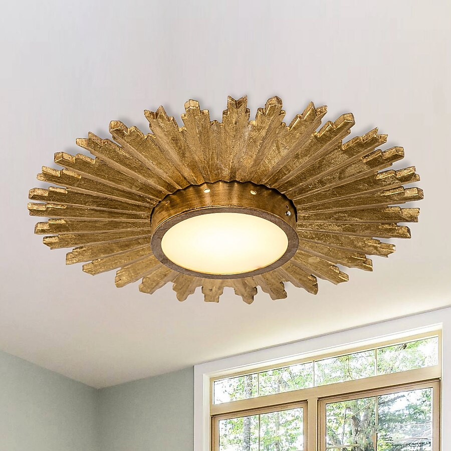 Parrot Uncle 1 -Light 21.65-in Brushed Gold Flush Mount Light | Lowe's