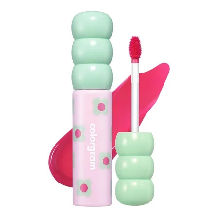 COLORGRAM Fruity Glass Tint 04 Adorable Berry | Glossy Dewy Lip Gloss Highly Pigmented Strawberry Pink Shade with Glowing effect Buildable & Blendable 0.11 Oz. | Walmart (US)