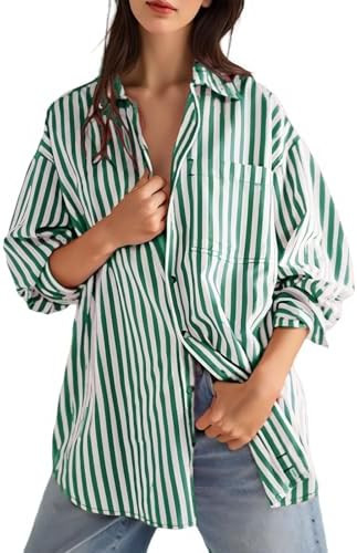 BONITEE Long Sleeve Button Down Shirts for Women 2026 Spring Fall Casual Loose Business Work Blou... | Amazon (US)