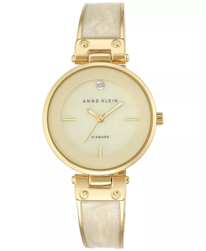 Women's Diamond Accent Gold-Tone and Ivory Bracelet Watch 34mm | Macys (US)