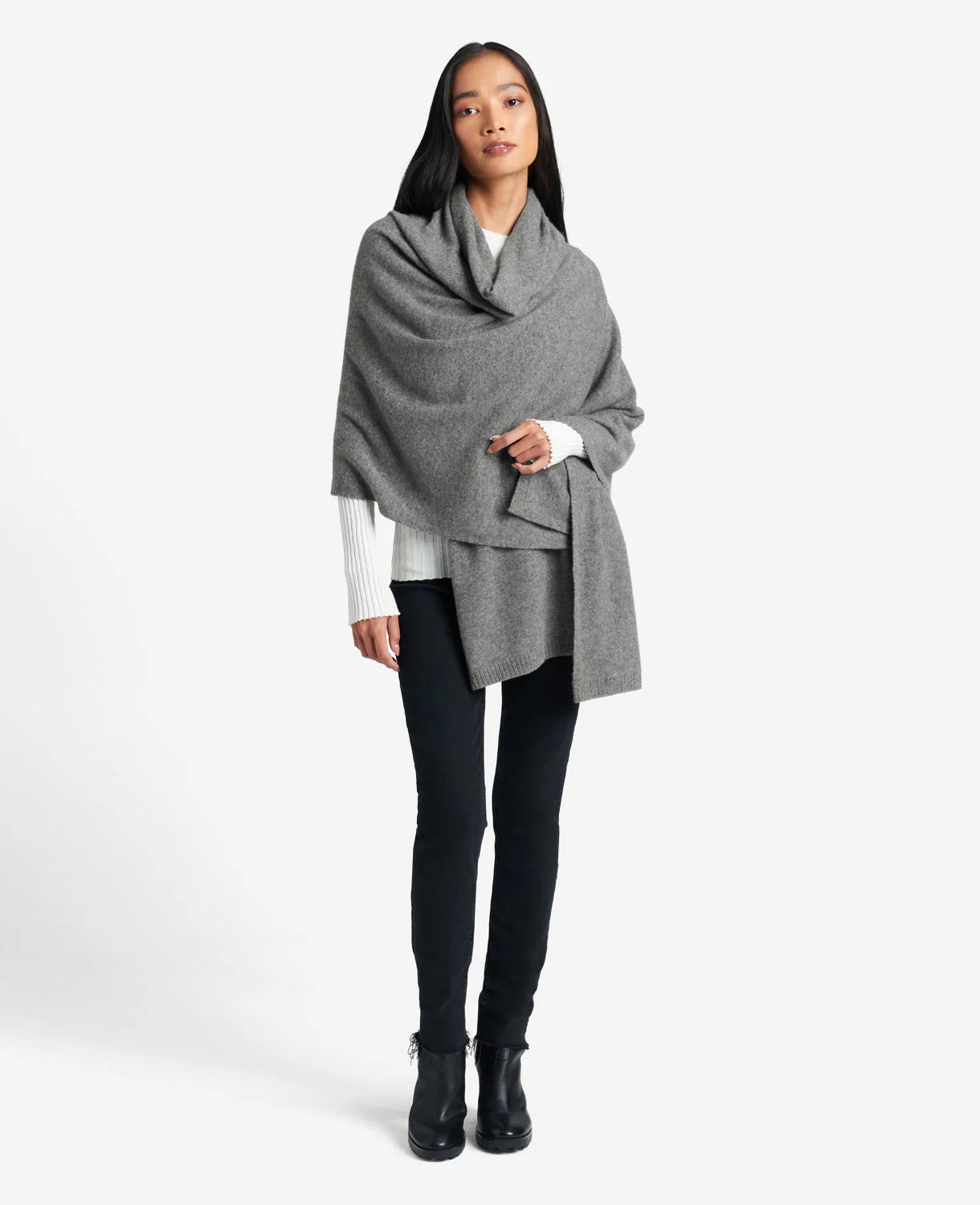 Kenneth Cole | Site Exclusive! Pure Cashmere Multi-Wear Wrap in Dark Grey | Kenneth Cole