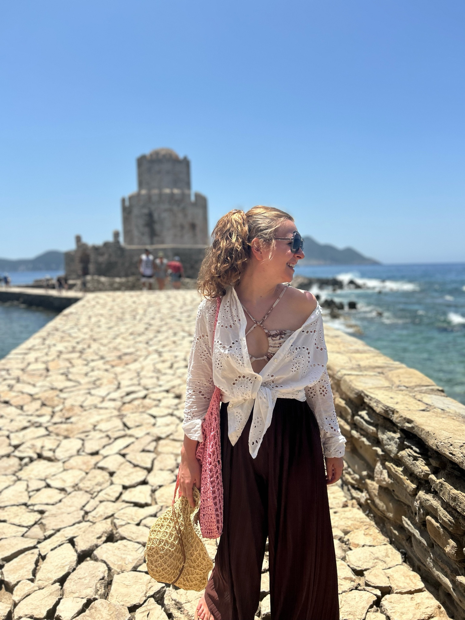 Brown gauze pant cover up white eyelet outfit 

#LTKSeasonal #LTKSummerSales