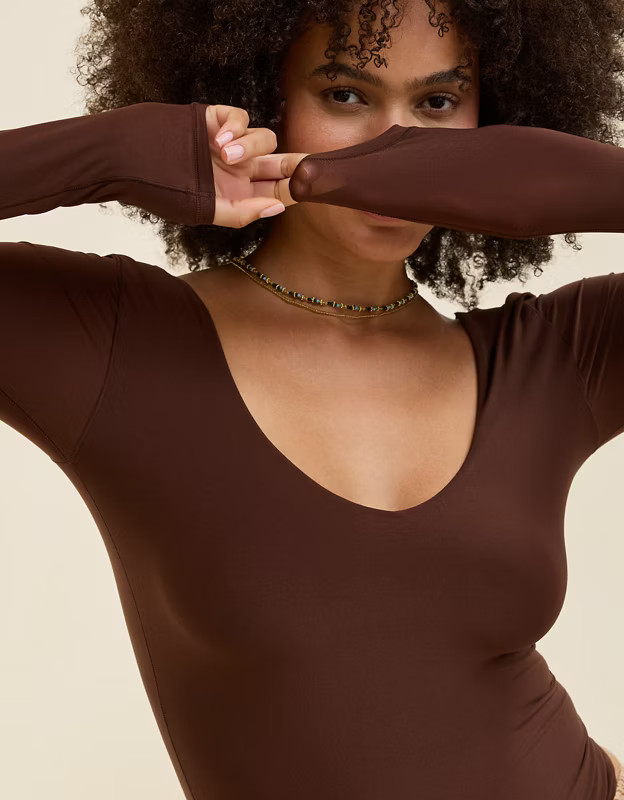SMOOTHEZ Long Sleeve Plunge Bodysuit | Aerie