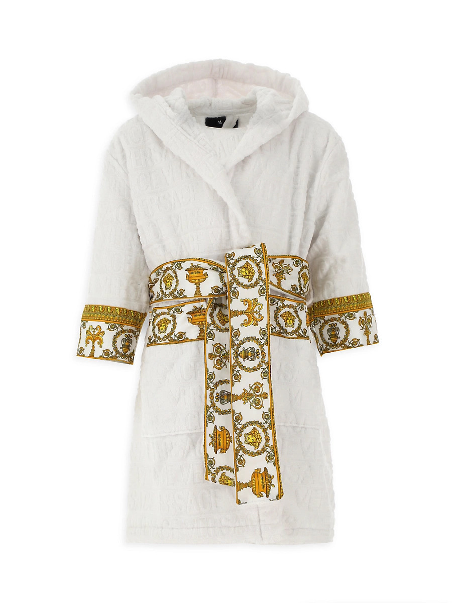 Little Kid's & Kid's Decorative Trim Cotton Robe - White - Size 4 | Saks Fifth Avenue
