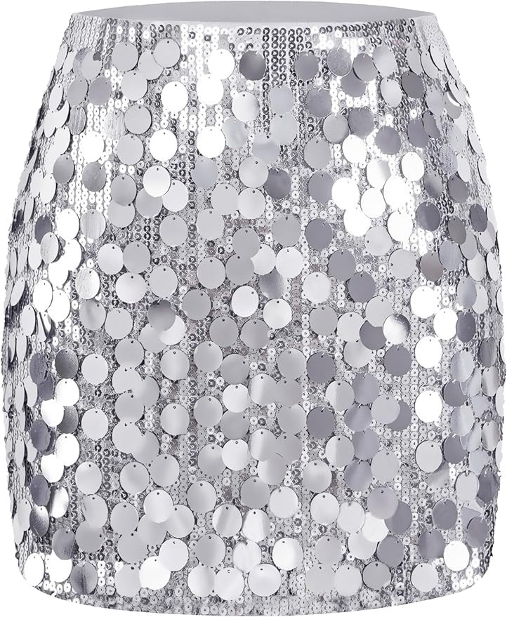 MANER Women's Sequin Skirt Sparkle Stretchy Bodycon Mini Skirts Night Out Party | Amazon (US)