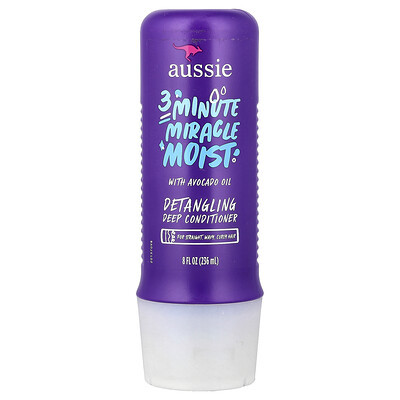 Aussie, 3 Minute Miracle Moist, Detangling Deep Conditioner, For Straight, Wavy, Curly Hair, 8 fl oz (236 ml) | iHerb