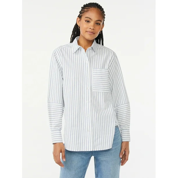 Free Assembly Women's Boxy Button Down Tunic Top | Walmart (US)
