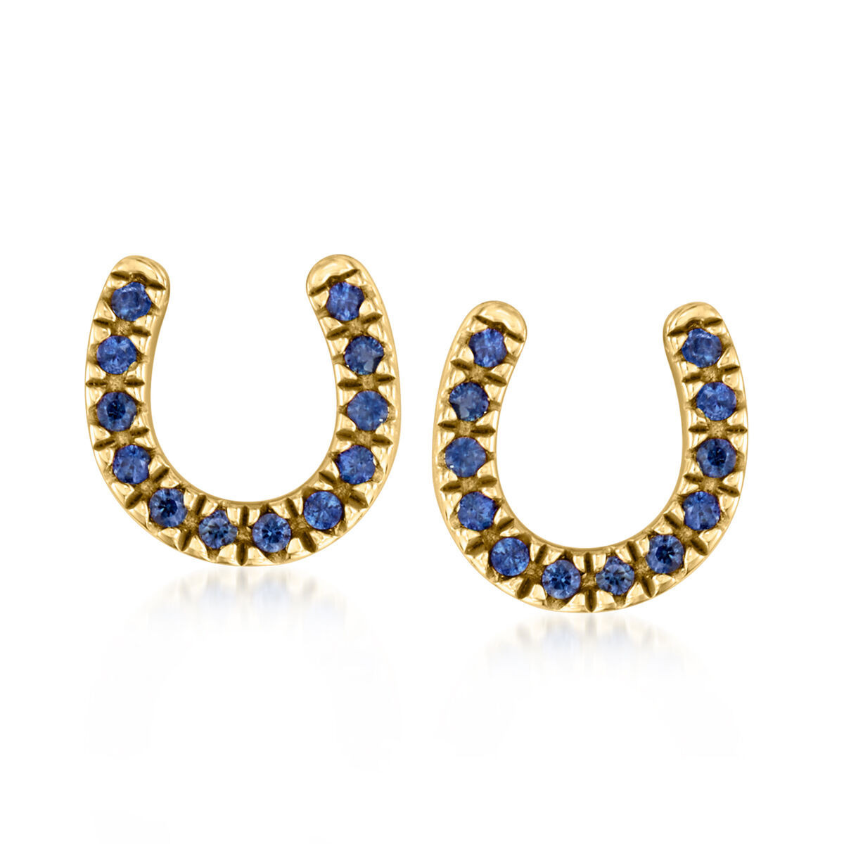 .10 ct. t.w. Sapphire Horseshoe Earrings in 18kt Gold Over Sterling | Ross-Simons