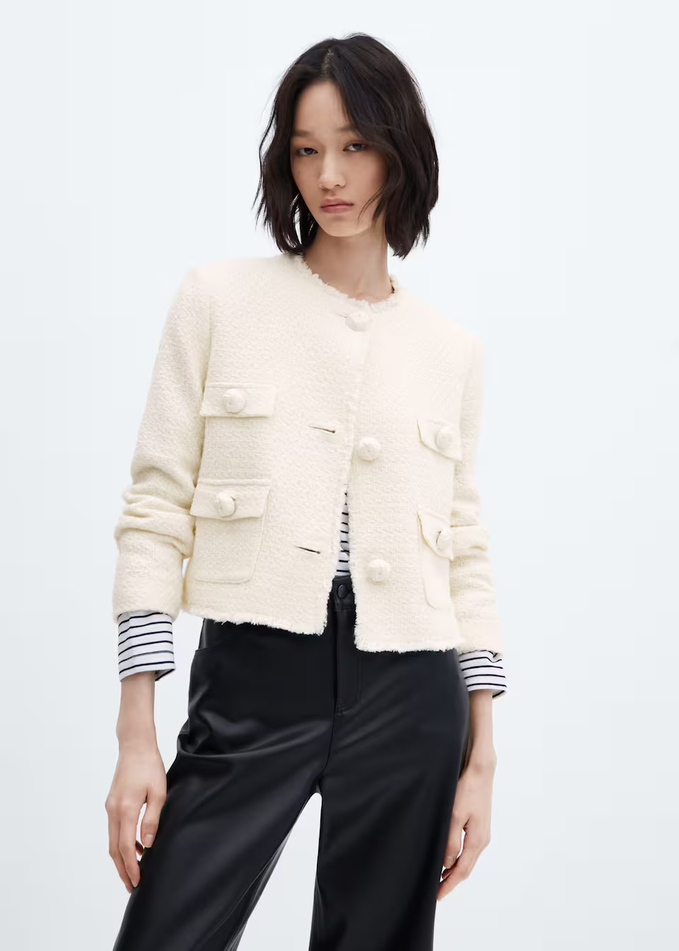 Pocket tweed jacket -  Women | Mango United Kingdom | MANGO (UK)