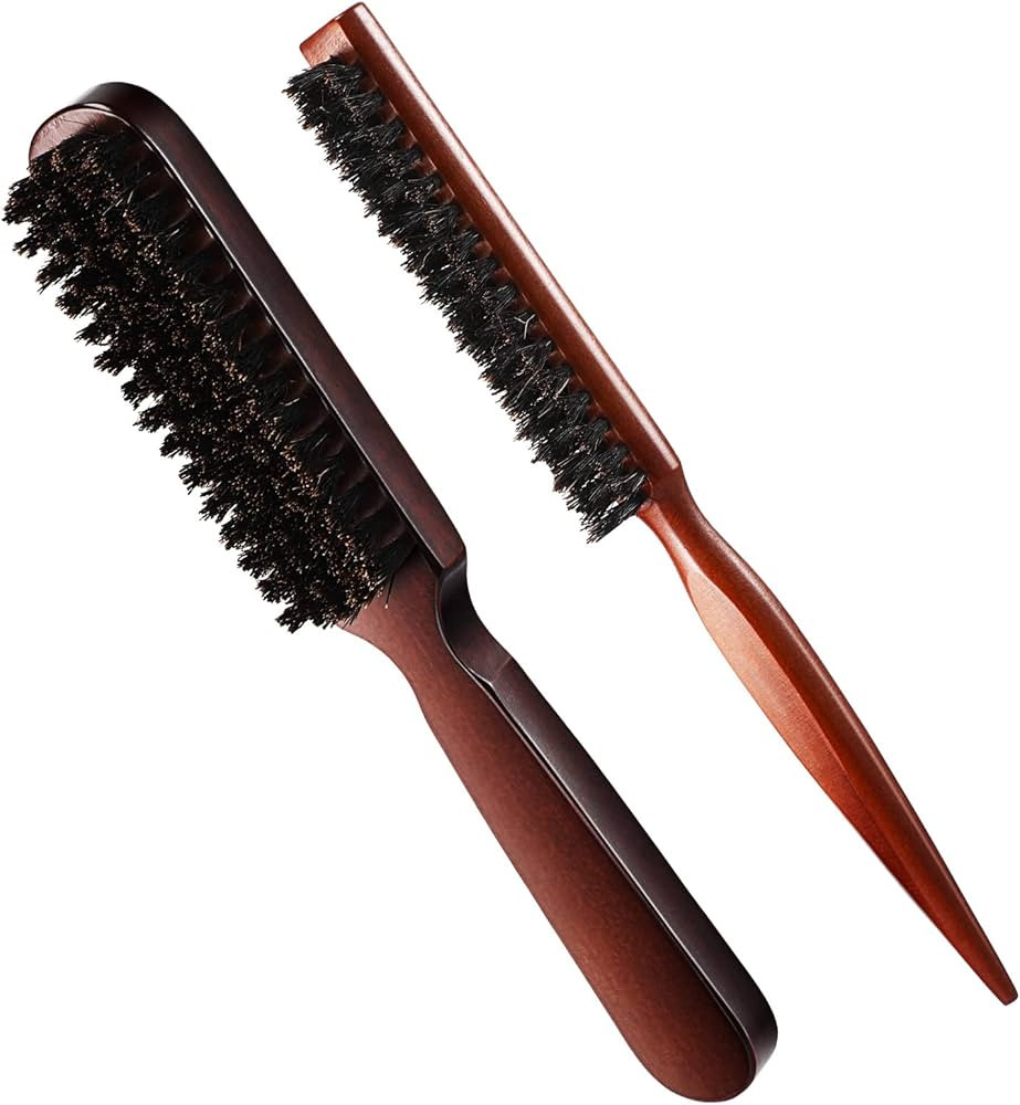 Gejoy 2 Pcs Men's Hair Brush Including Slick Back Hair Brush and Beard Brush for Men Boar Bristle... | Amazon (US)