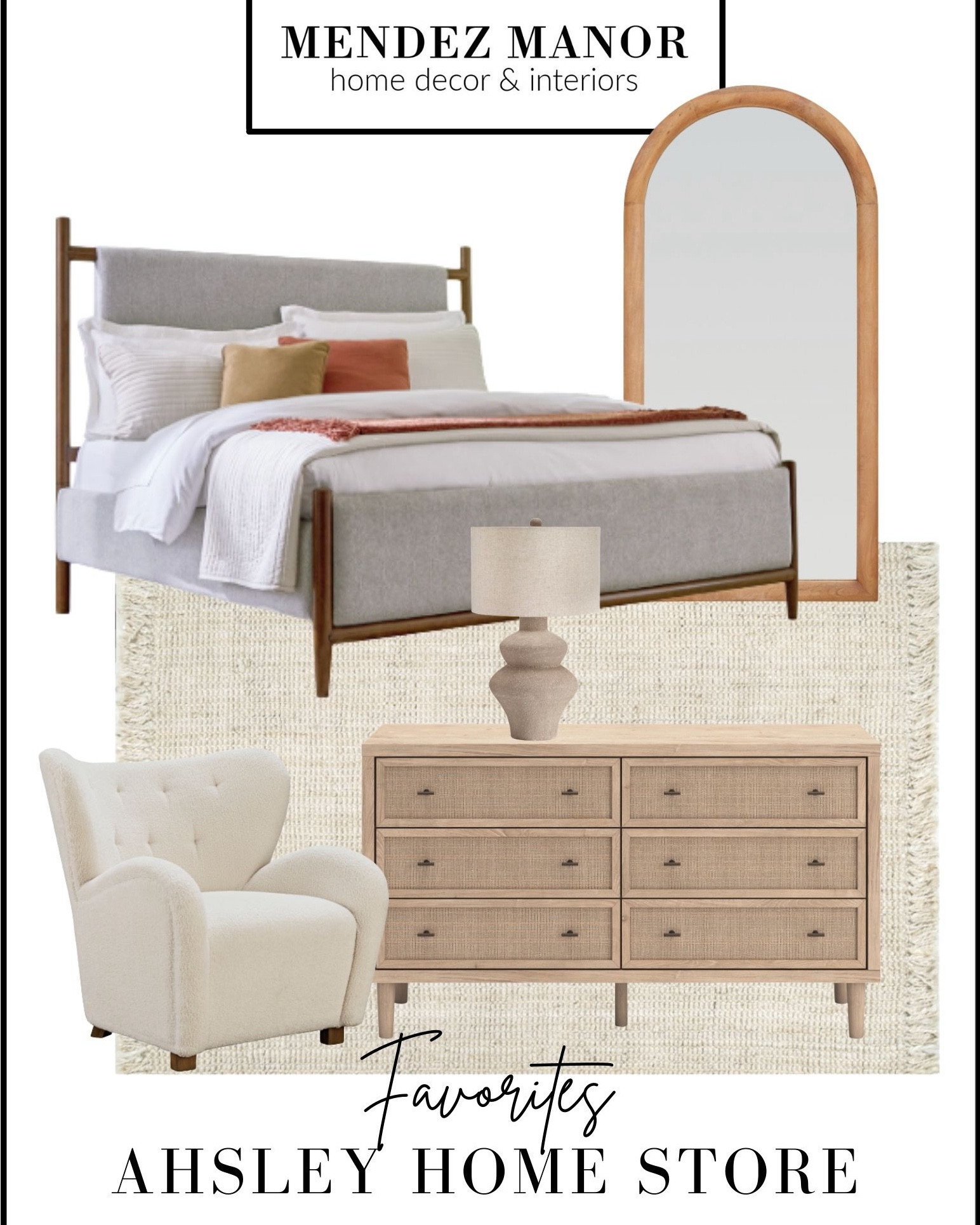 Bedroom, living room and dining room furniture favorites from Ashley Homestore. 

Love the tall arched floor mirror and the arched curio cabinet. 😍

#LTKHome