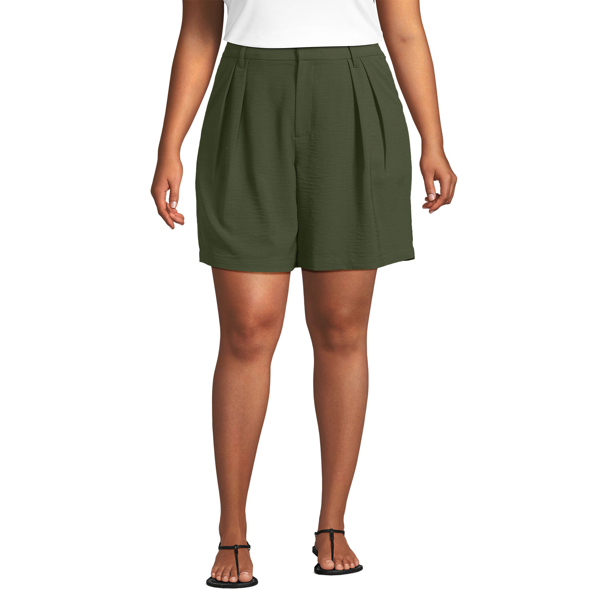 Women's Plus Size Creaseless High Rise 7" Shorts | Lands' End (US)