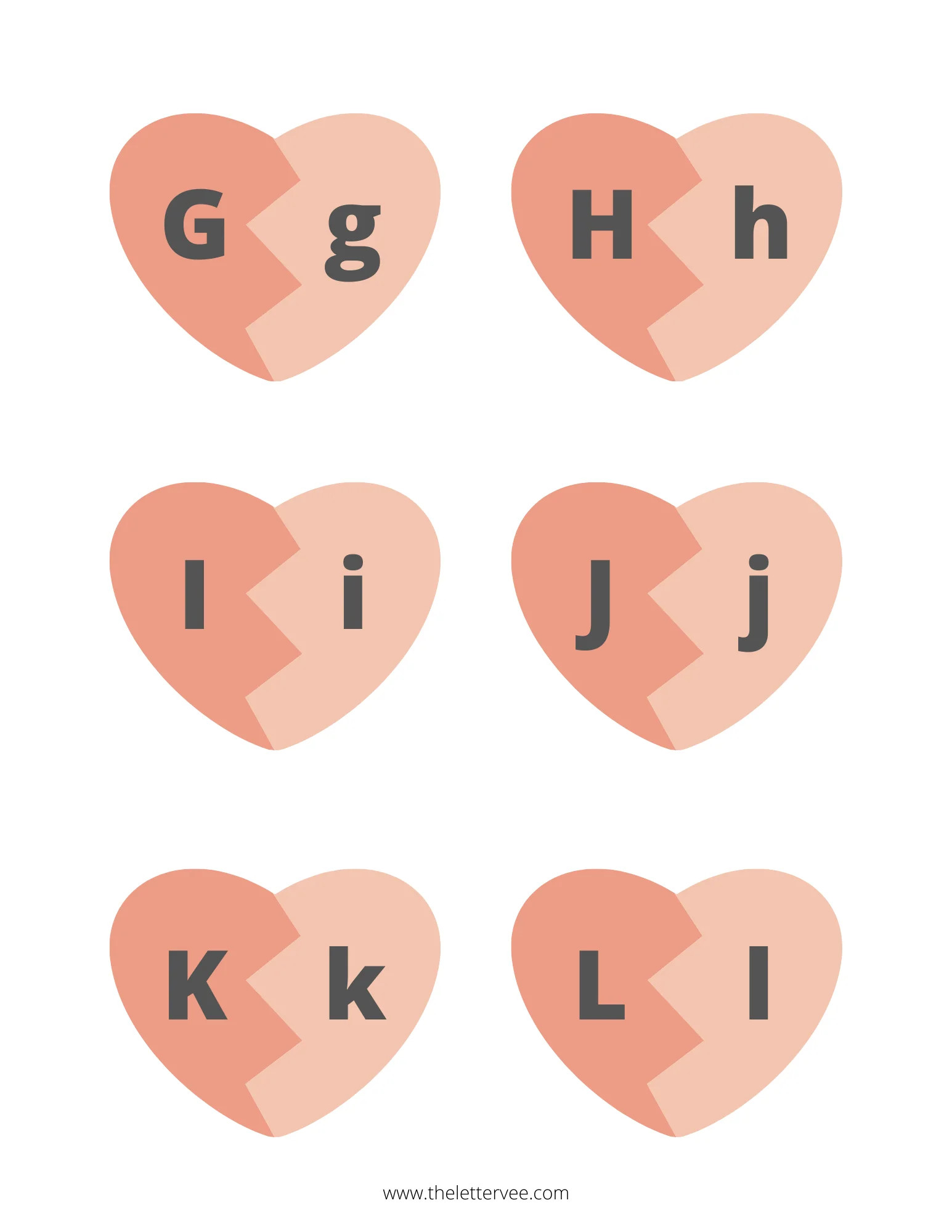 Valentine Alphabet Match | printable activity | The Letter Vee
