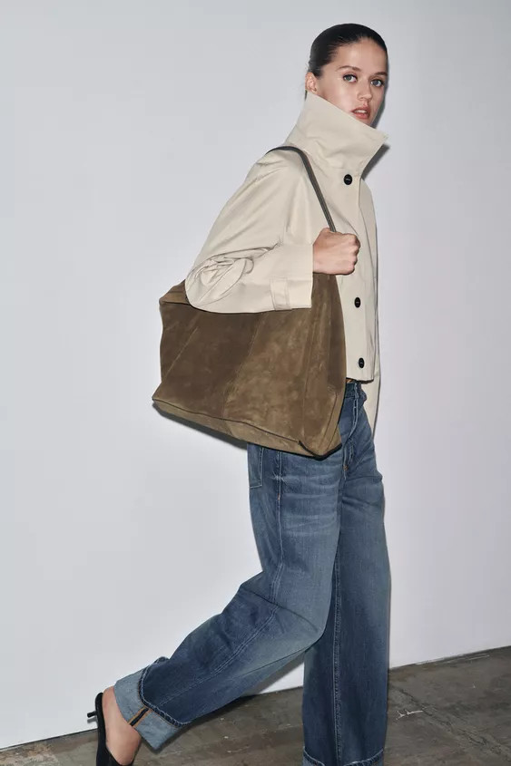 MAXI SUEDE TOTE BAG | Zara UK