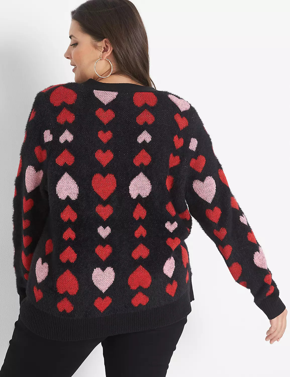 Classic Button-Front Heart Jacquard Cardigan | LaneBryant | Lane Bryant (US)