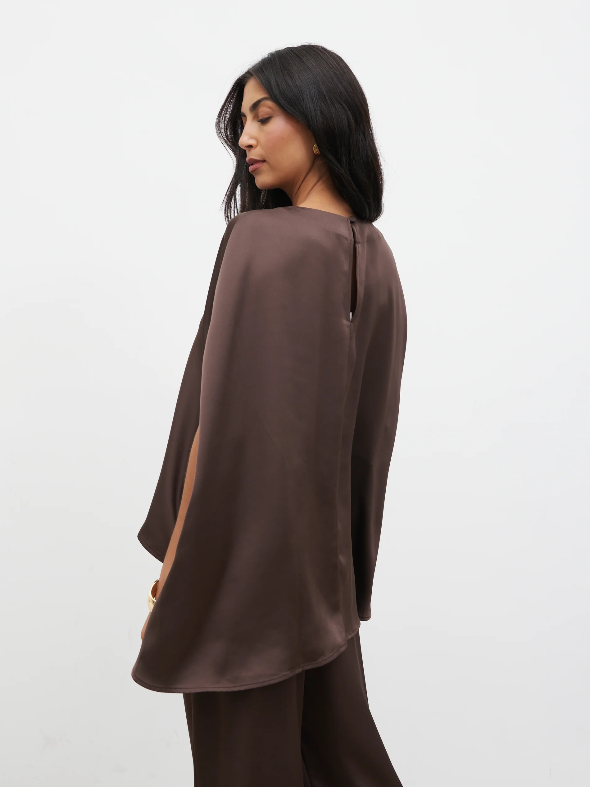 Breya Cape Floaty Satin Top | Pretty Lavish (UK)