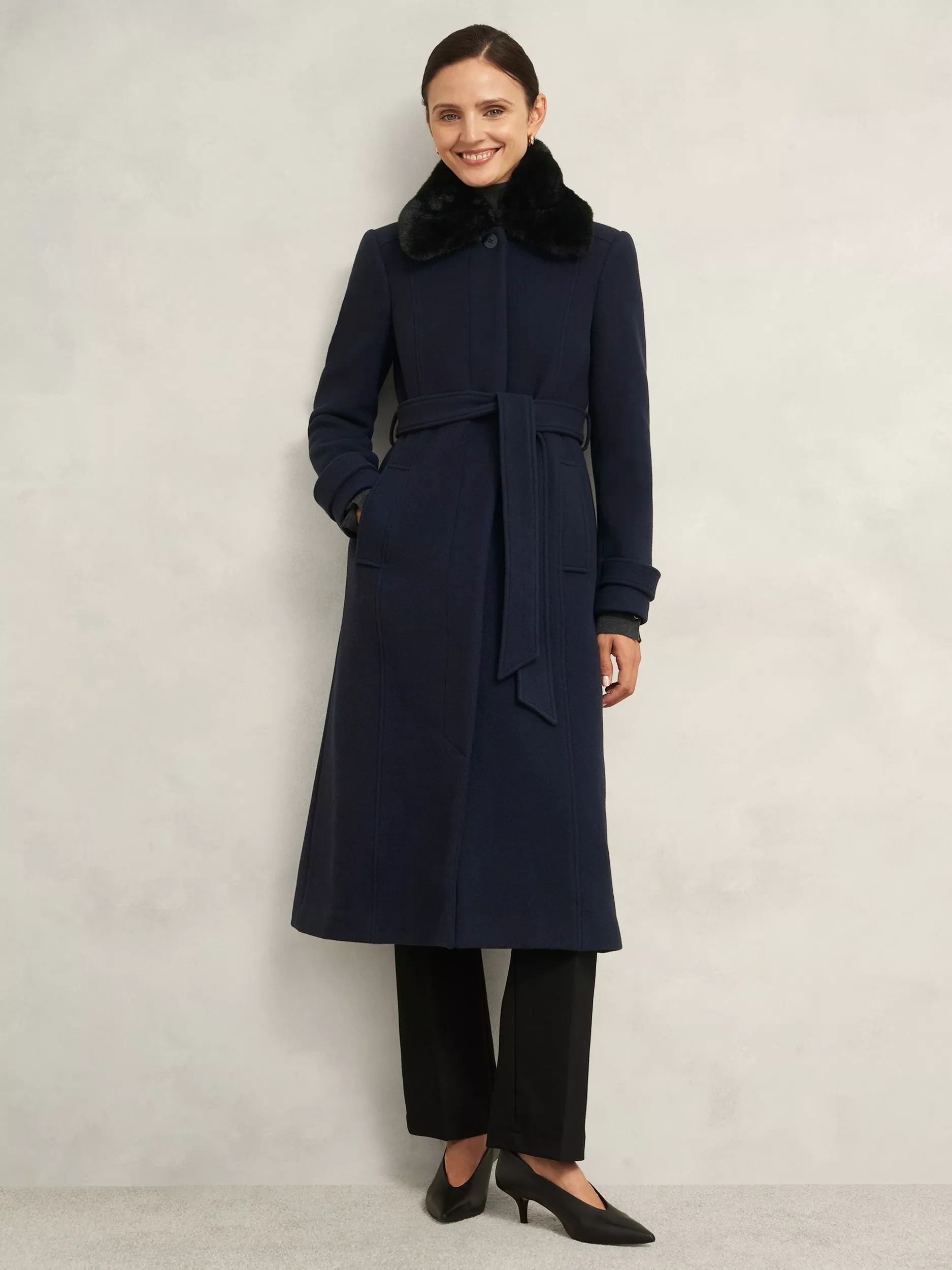 Hobbs Celeste Wool Rich Coat, Navy | John Lewis (UK)