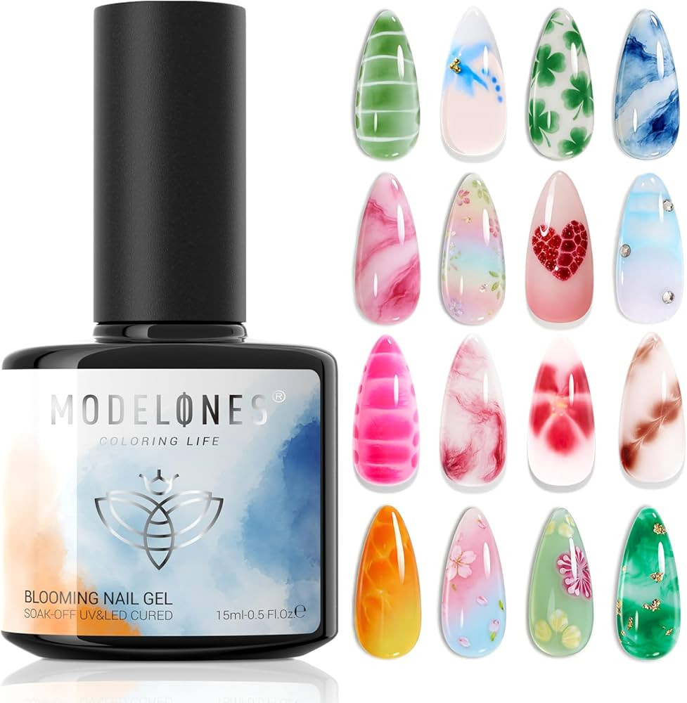 Modelones Blooming Gel Nail Polish, 15ml Clear Marble Nail Design Kit UV LED Soak Off Nail Art Ac... | Amazon (CA)