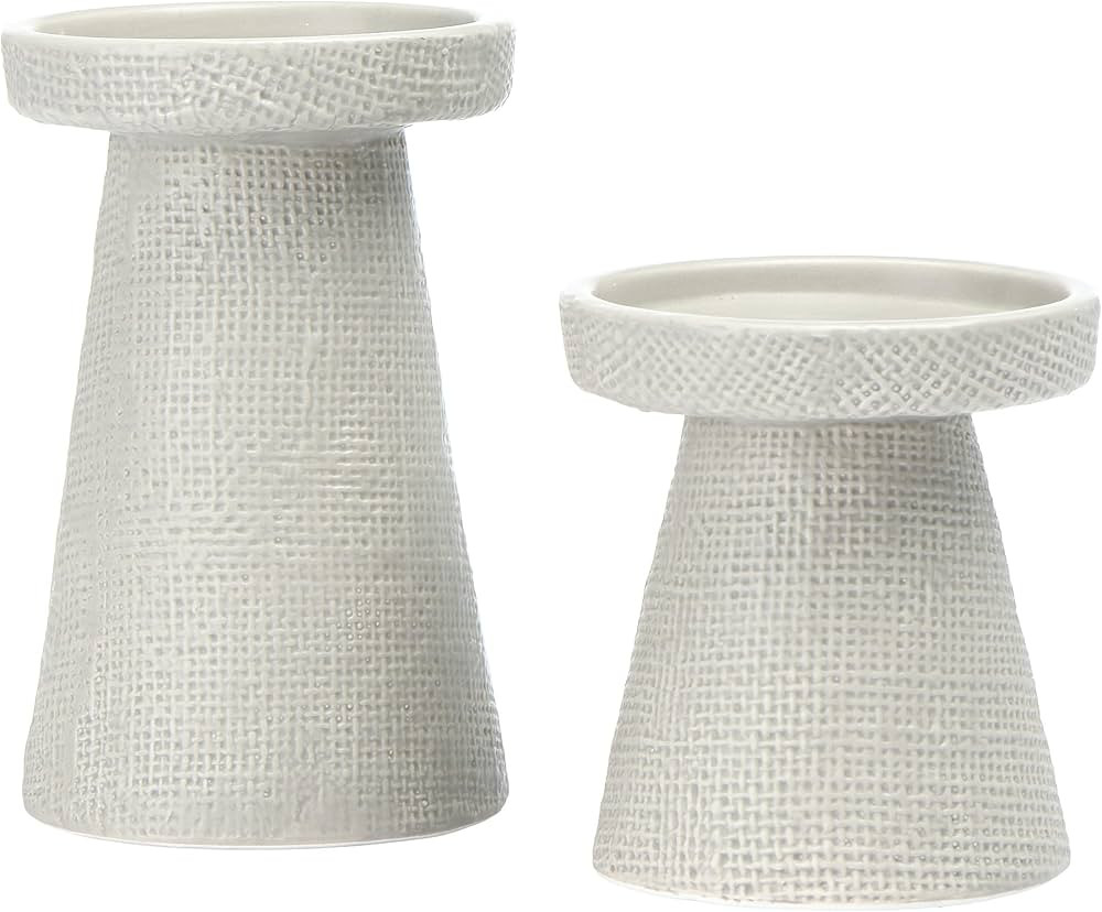 Main + Mesa Stoneware Pillar & Taper Candle Holders, Set of 2 | Amazon (US)