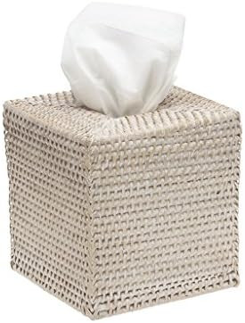 KOUBOO 1030036 Square Rattan Tissue Box Cover, 5" x 5" x 5.5", White Wash | Amazon (US)