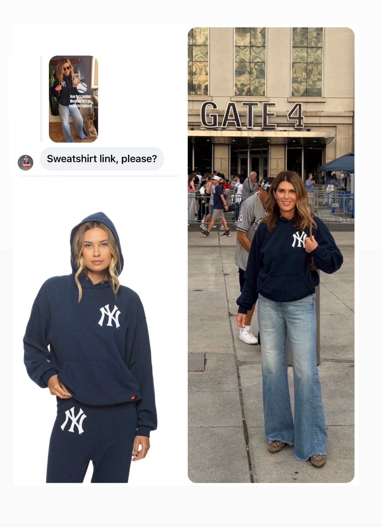 Wearing a size medium Yankees Aviator Nation sweatshirt

#LTKOver40