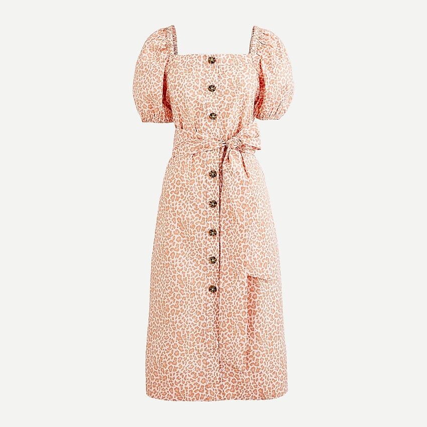 Cottage dress in pink leopard | J.Crew US