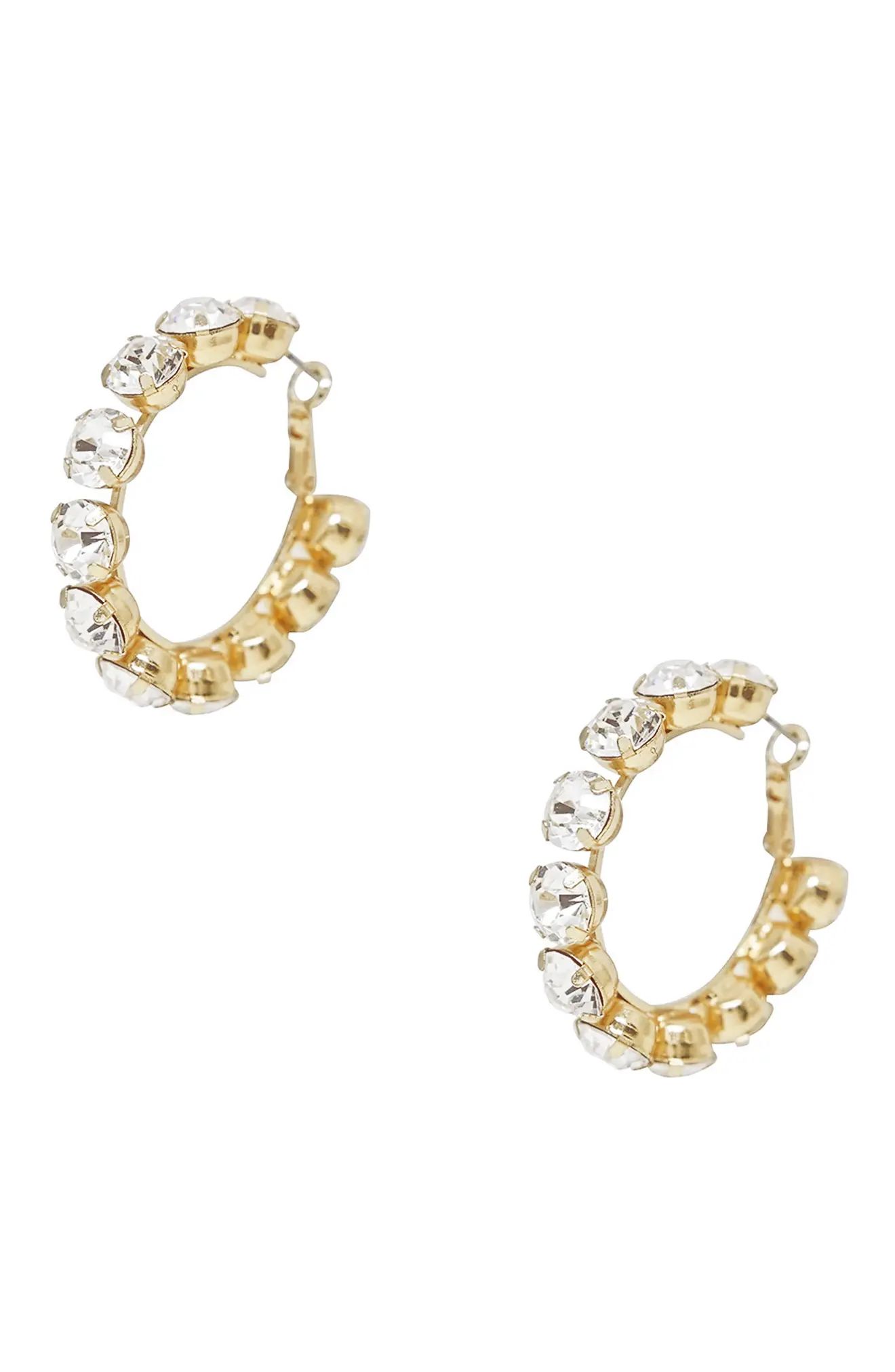 Women's Ettika Crystal Dotted Gold Hoop Earrings | Nordstrom