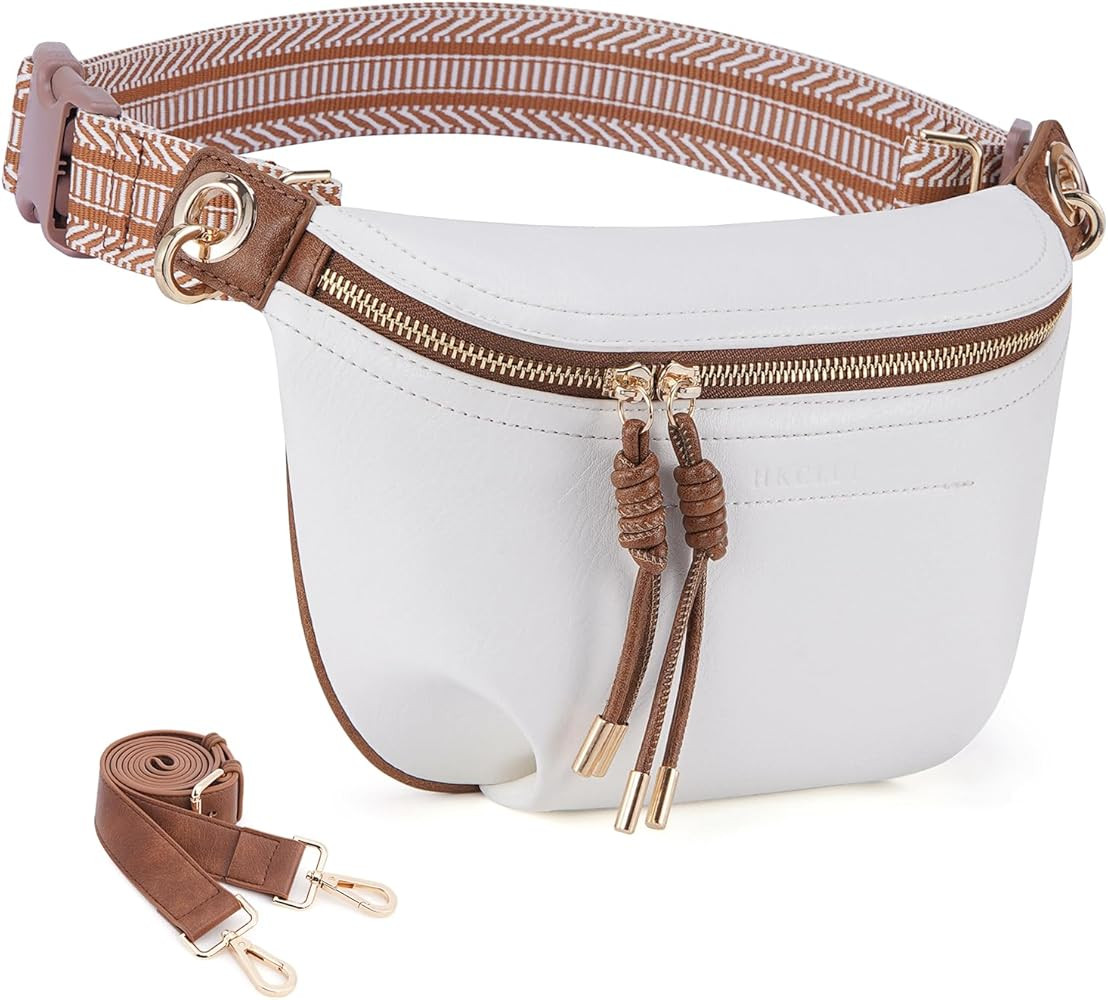 Fanny Pack for Women Vegan Leather Small Belt Bag Crossbody Bag Fashion Waist Pack Chest Bum Bag ... | Amazon (US)