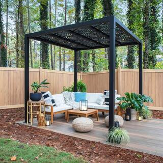 Barrette Outdoor Living 8 ft. x 8 ft. Matte Black Aluminum Pergola 73050386 - The Home Depot | The Home Depot