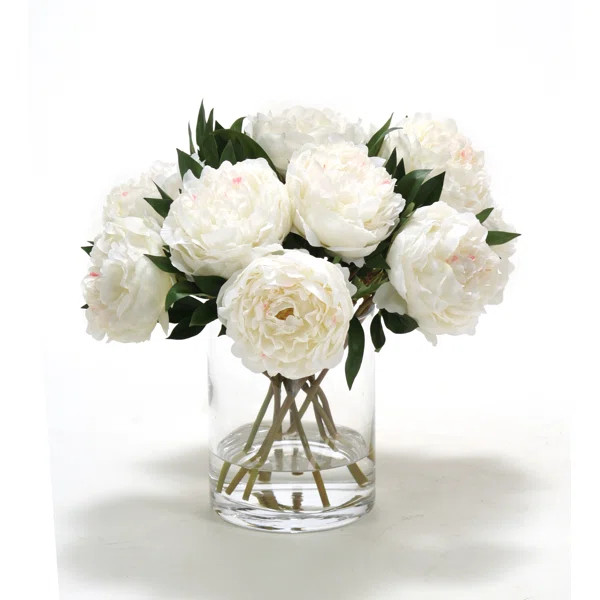 Pink Peonies in Glass Cylinder | Wayfair North America