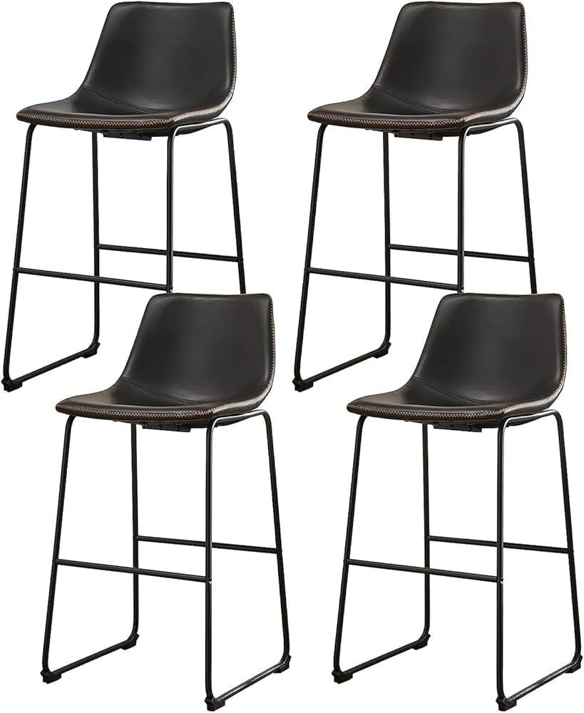 Sweetcrispy Counter Height Bar Stools Set of 4, Modern Counter Stool Faux Leather Barstools with ... | Amazon (US)