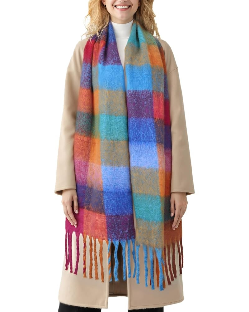YSense Womens Winter Scarf Chunky Oversized Plaid Thick Blanket Scarf Big Coloured Warm Shawl Wra... | Amazon (US)