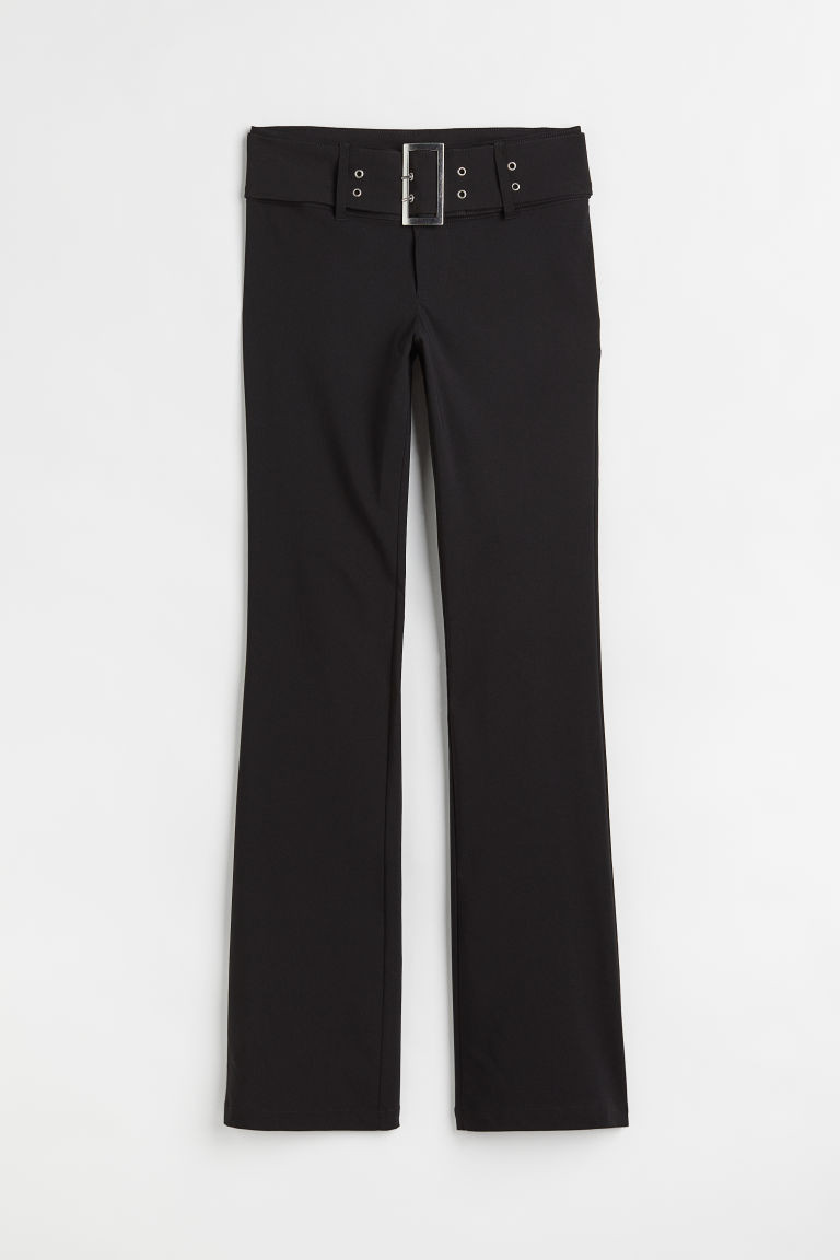 H & M - Flared Pants with Belt - Black | H&M (US + CA)