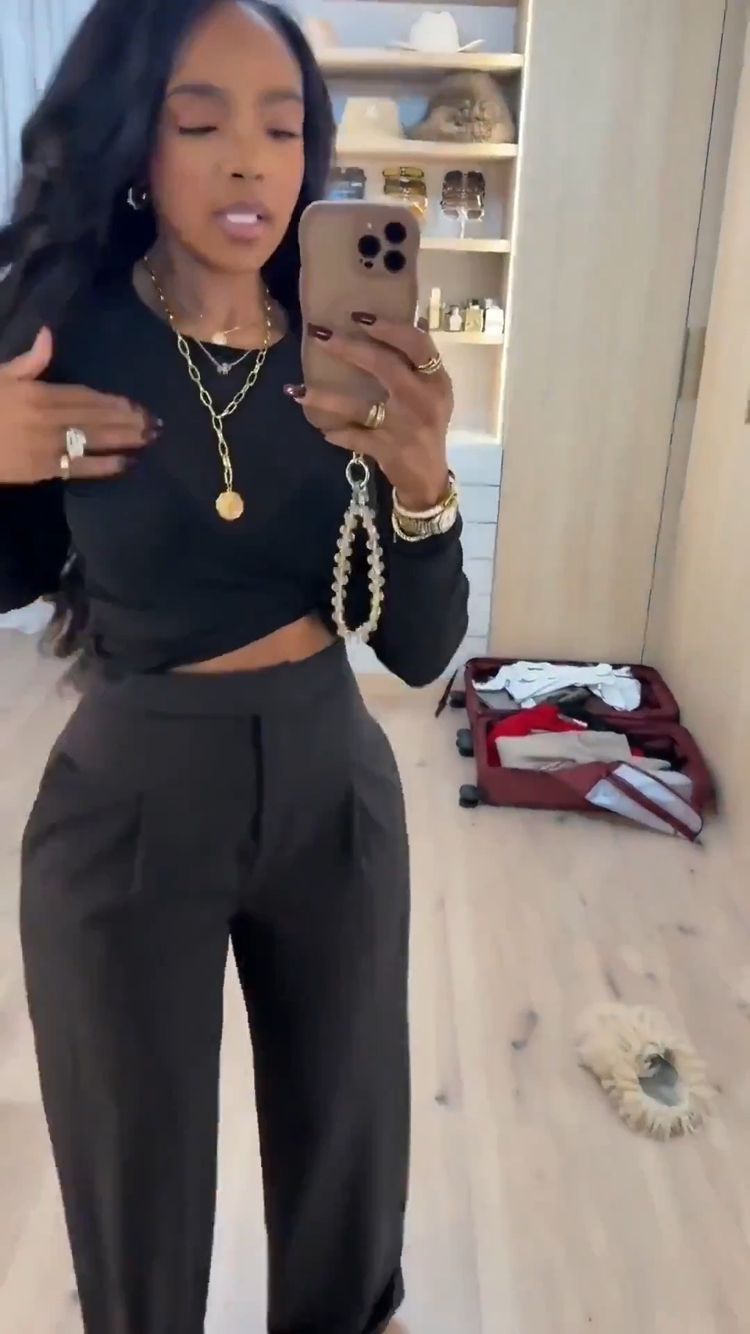 Effortlessly chic in an all-black moment that proves simple can still feel elevated. This matching set is one of those staples you’ll keep reaching for — easy to dress up with heels or keep casual with flats, and perfect for mixing into other looks so the cost per wear keeps dropping over time.

Perfect for dinner dates, nights out, travel days, or polished everyday wear.

📏 Sizing:
Wearing size Small  
Pants: 27 Long  
Height: 5'4" | Weight: 138 lbs | Bust: 34D | Waist: 27" | Hips: 40"

Shop instantly on the app to get all the outfit details.

Matching black set, elevated basics, affordable capsule wardrobe, minimalist outfit ideas, versatile black outfits, long-term shopping staples styled multiple ways.

Follow me on Instagram and YouTube @kirasfashionfinds