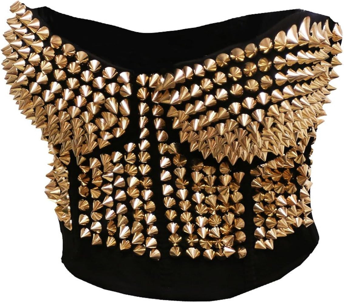 BSLINGERIE® Madonna Style Metallic Studs Bustier Bra Corset Top | Amazon (US)