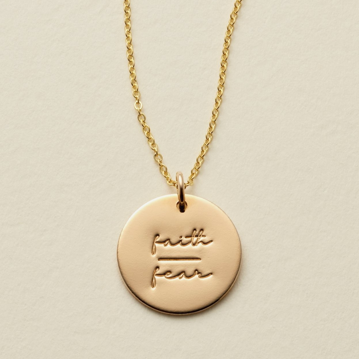 Faith-Fear Disc Necklace- 5/8" | Made by Mary (US)