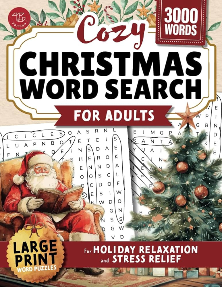 Cozy Christmas Word Search for Adults: Large Print Word Puzzles for Holiday Relaxation and Stress... | Amazon (US)