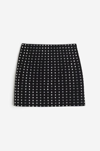 Studded mini skirt - Black - Ladies | H&M GB | H&M (UK, MY, IN, SG, PH, TW, HK)