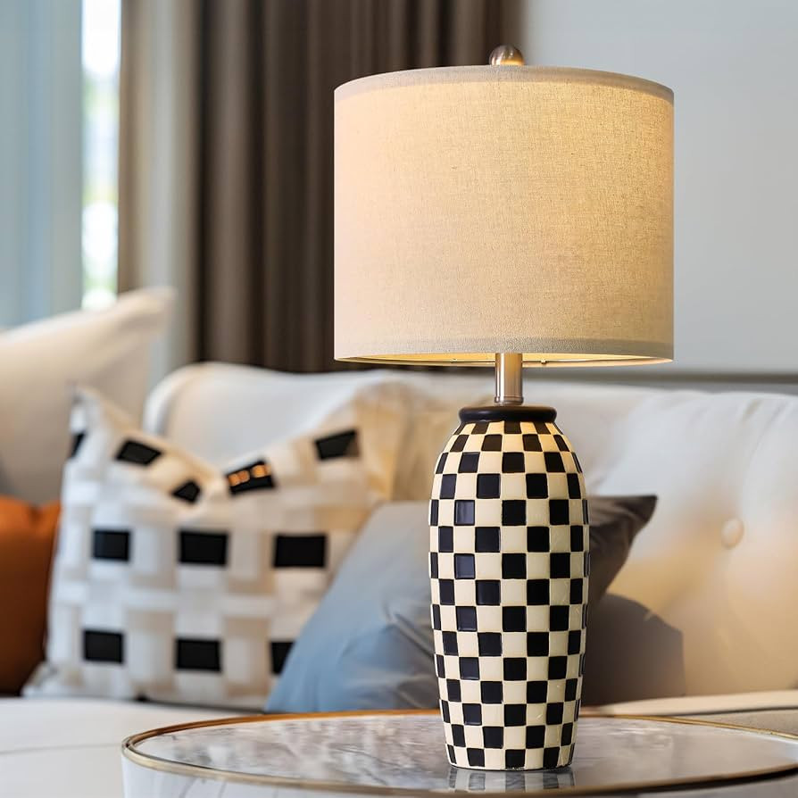 PORTRES 24.75" Modern Ceramic Table Lamp for Bedroom Bedside Lamps Home Decor for Living Room Far... | Amazon (US)