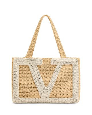 Valentino Garavani Viva Superstar Medium Raffia Shopping Tote | Bloomingdale's Handbags | Bloomingdale's (US)