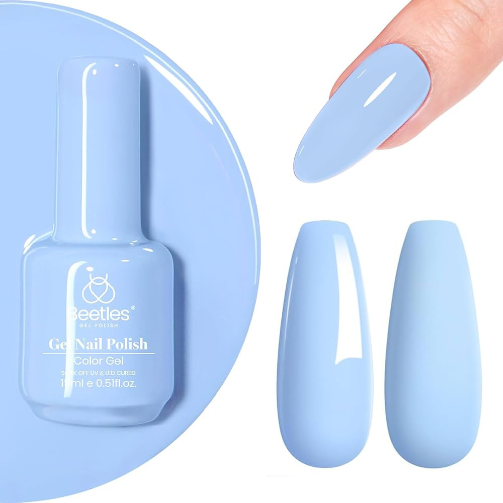 beetles Blue Gel Polish 15ml Light Blue Nail Gel Soak Off Uv LED Nail Lamp Gel Polish Nail Art Ma... | Amazon (US)