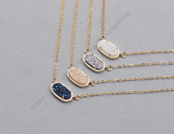 SALE Druzy Necklaces -- Druzzy Choker Electroplated Gold Edge Drusy Jewelry Geode Bridesmaid Gift... | Etsy (US)