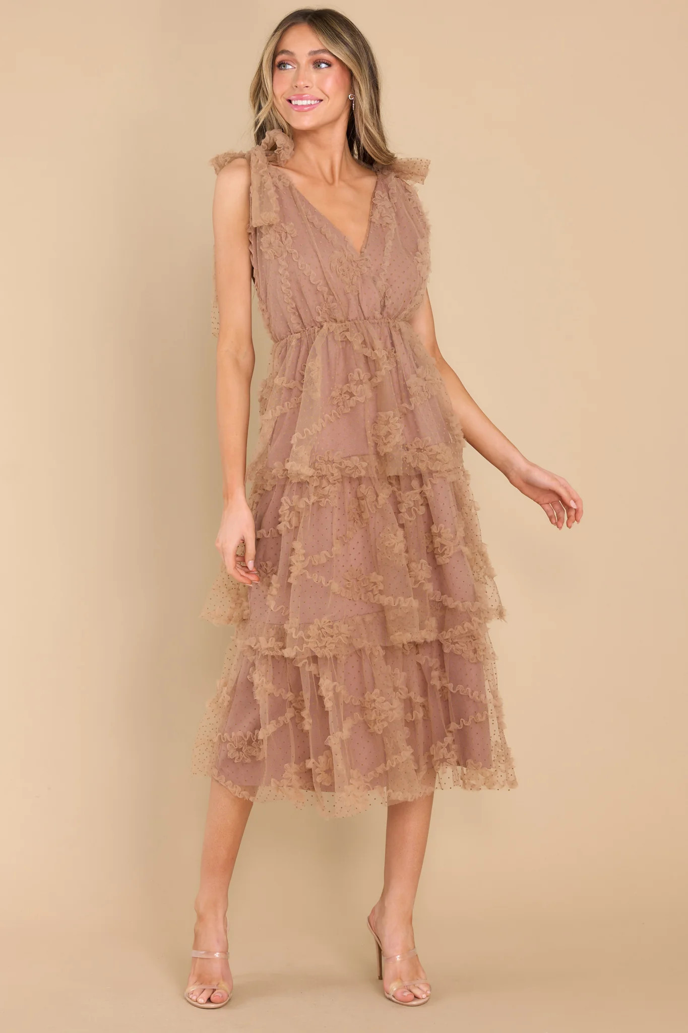 Stolen Glances Mocha Midi Dress | Red Dress 