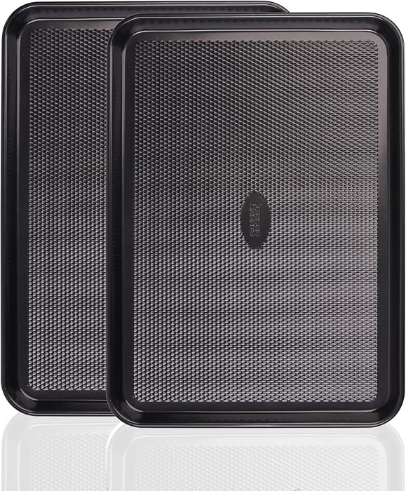 Baker's Secret 2 Pack Half Sheet Pan Set, 1/2 Cookie Sheets for Baking with Diamond Texture, 17.7... | Amazon (US)