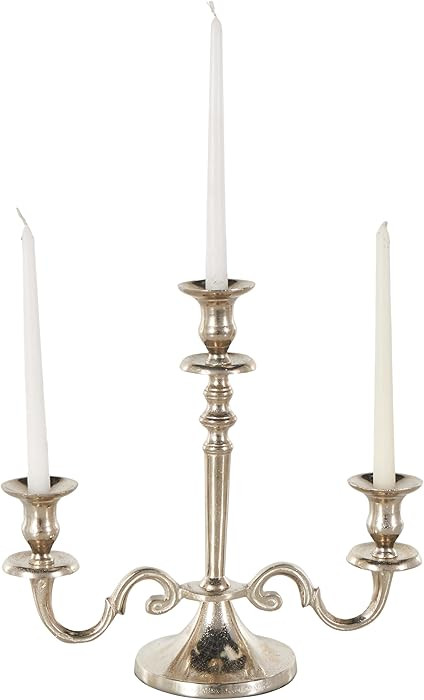 Deco 79 Aluminum Metal Scroll Decorative Candelabra Candlestick Holder, Candlestand 14" x 6" x 14... | Amazon (US)
