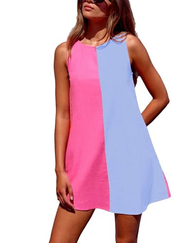 Bozanly Womens Summer Cotton Short Dress Sleeveless Mini Sundress Casual Crew Neck Slim Tank Dres... | Amazon (US)