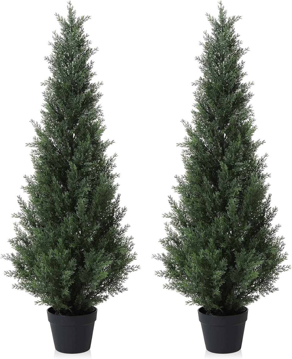 4FT Artificial Cedar Topiary Trees for Outdoors Potted Fake Cypress Trees Faux Evergreen Plants f... | Amazon (US)