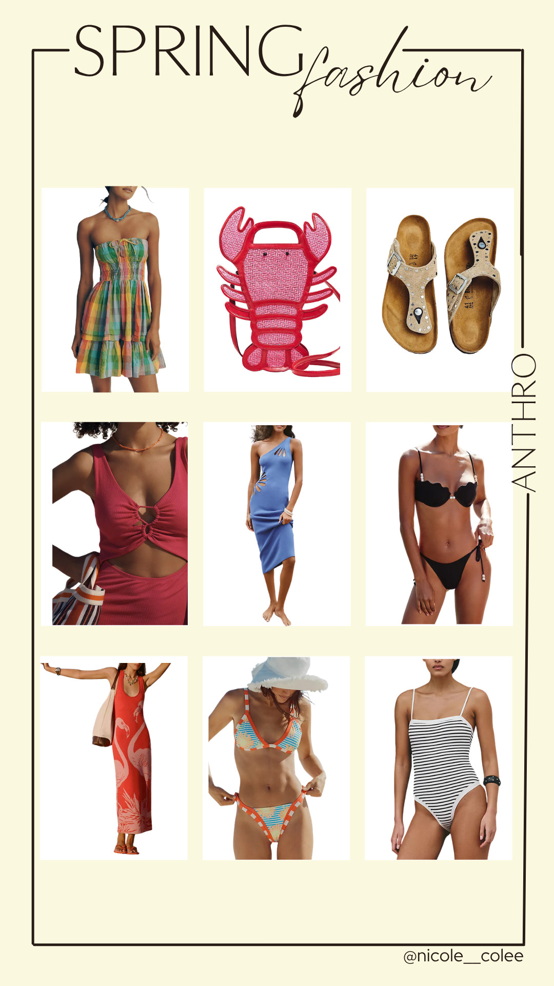 Spring fashion ideas coming at ya!! Cute items that I personally love and have, and get so many compliments on!

Anthro, Nicole Colee, Spring shoes, Easter Dress, bikini, swimwear 

 #LTKdayinmylife #LTKgrwm #LTKSeasonal