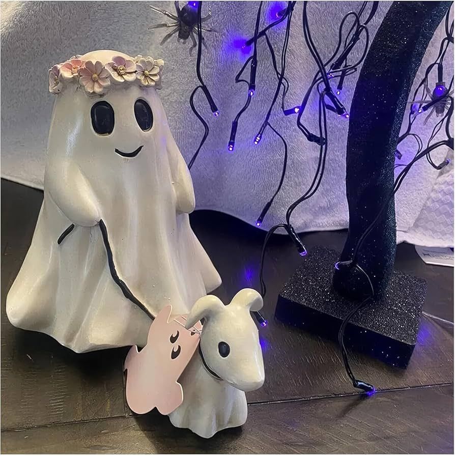 Halloween Ghost Walking Dog Statue 2024, Ghost Walking His/Her Ghost Dog, Spooky Ghost Dog Hallow... | Amazon (US)