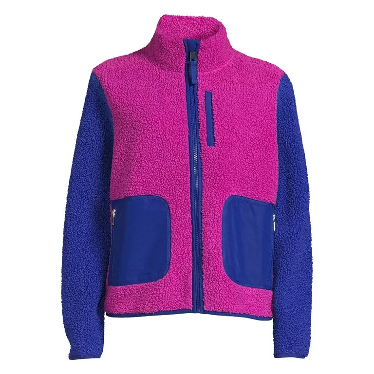 Time and Tru Women’s and Plus Full Zip Faux Sherpa Jacket | Walmart (US)